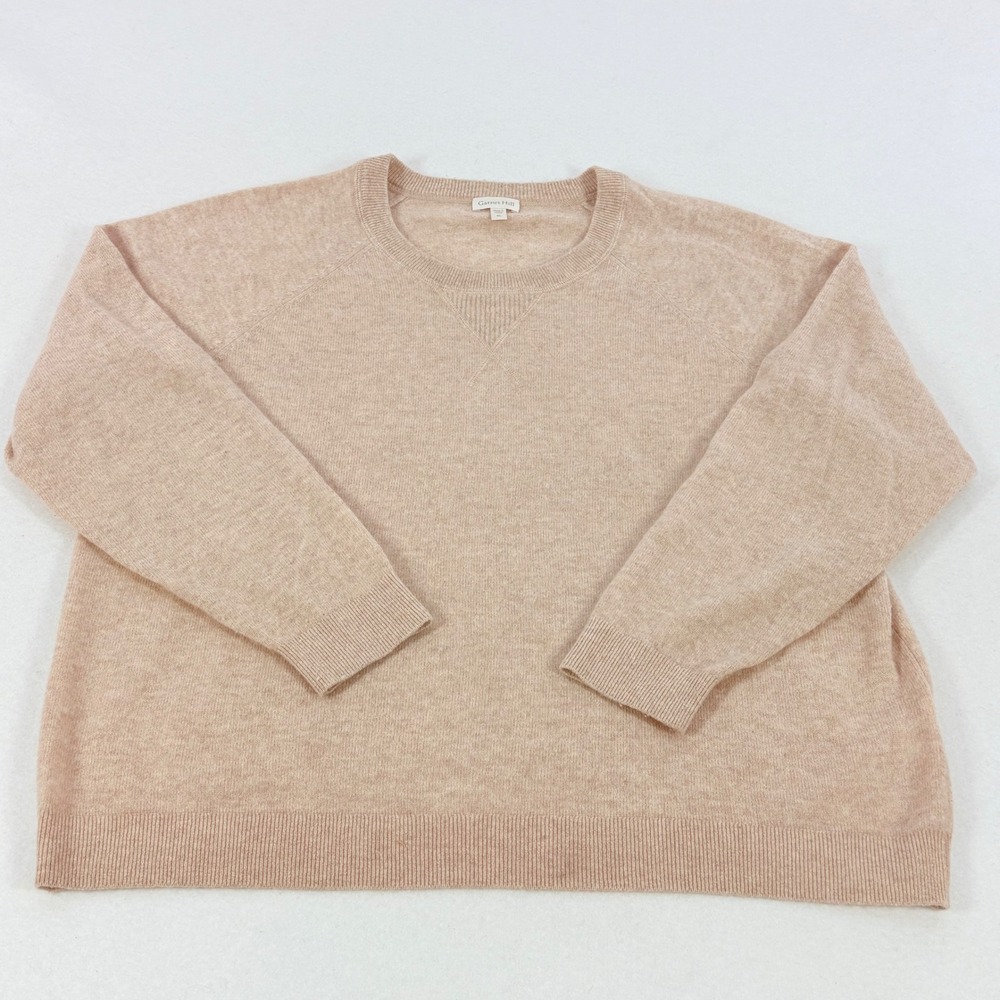 Garnet Hill Cashmere Sweater Women XL Brown Crewneck Quiet Luxury Preppy Neutral